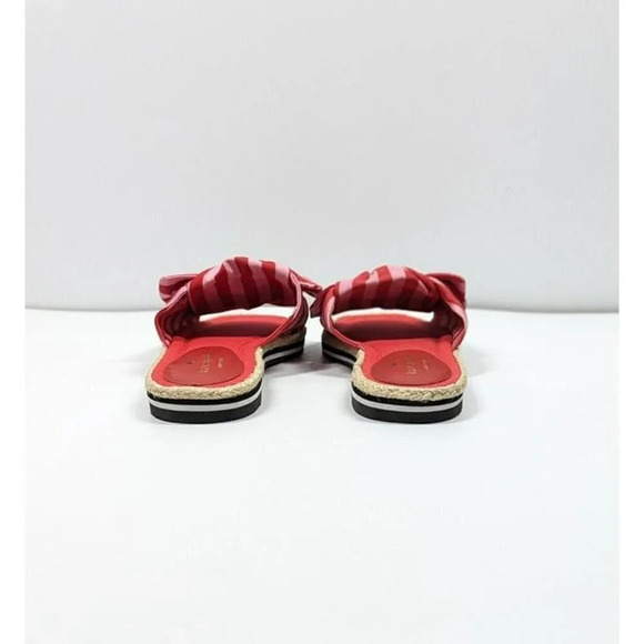 Kate Spade Women's Caliana Pink Red Striped Bow Flat Sandals Size 5.5 MSRP $138 - Picture 7 of 11